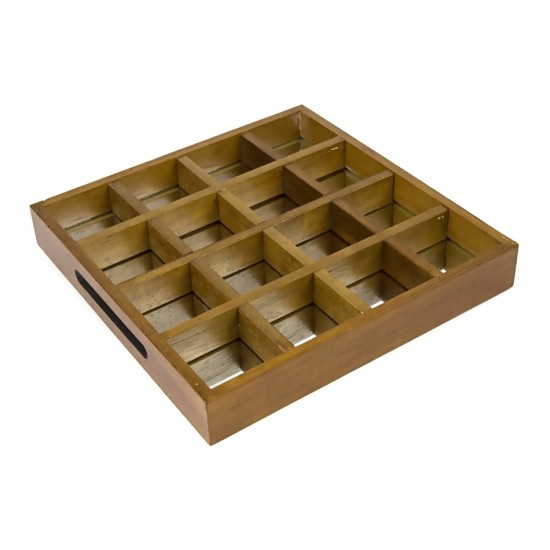 Caixa 24x24x3,5cm de Madeira Espelhada Naturals Para 16 Capsulas
